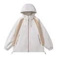 thumbnail image 1 of YLSDY Men's Color Block Zip up Shell Jacket Lightweight Hooded Windbreaker Jacket with Zipper Pockets Windbreaker Coat White XL, 1 of 5