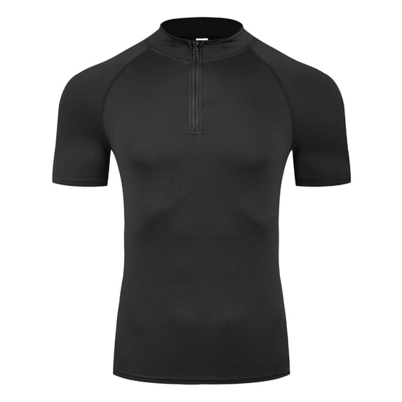 YLSDY Men's Compression 1/4 Zipper T Shirts 2026 Spring Summer Short Sleeve Quick Dry Shirts Quarter-Zip Work Short Sleeve Tops Black XL