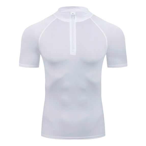 YLSDY Men's Compression 1/4 Zipper T Shirts 2026 Spring Summer Short Sleeve Quick Dry Shirts Quarter-Zip Work Short Sleeve Tops White M