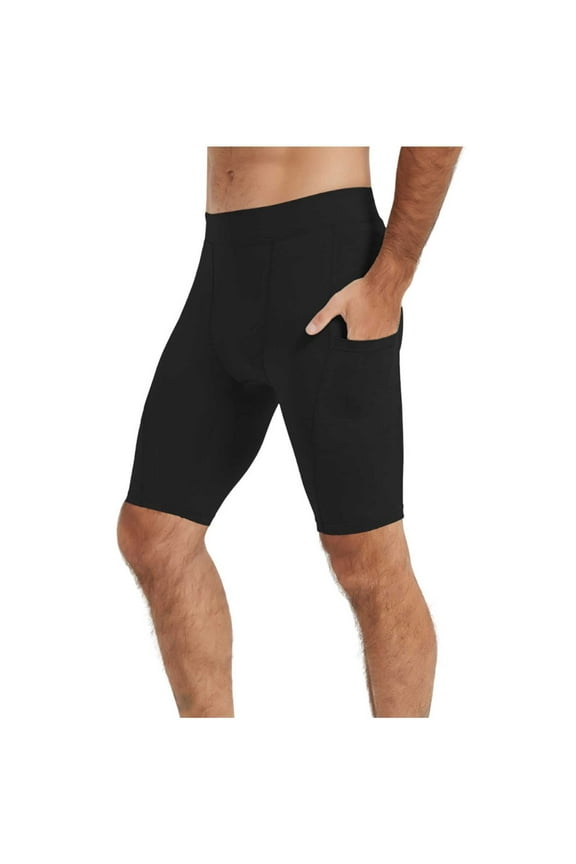 Men's Compression Pants Moisture Wicking Base Layers Flexibility Mens Active Sports and Workouts Shorts Black XL