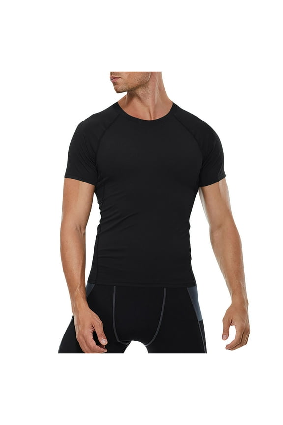 Men's Compression Shirts, Compression Shirts for Men Short Sleeve Athletic, Quick Dry Workout T Shirts Base Undershirt Black M