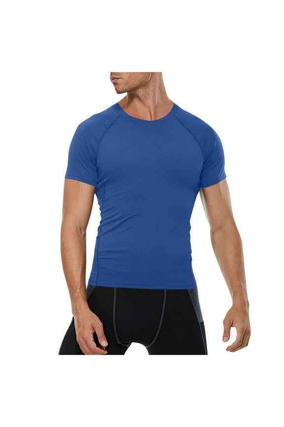 Men's Compression Shirts, Compression Shirts for Men Short Sleeve Athletic, Quick Dry Workout T Shirts Base Undershirt Blue M
