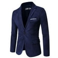 thumbnail image 1 of YLSDY Men's Corduroy Blazer Slim Fit Business Suit Jacket One Button Sport Coats with Flap Pockets Navy XL, 1 of 4