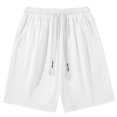 thumbnail image 1 of YLSDY Men's Corduroy Shorts Loose Casual Elastic High Waist Wide Drawstring Lightweight Comfy Summer Beach Shorts with Pockets White XXXXL, 1 of 3