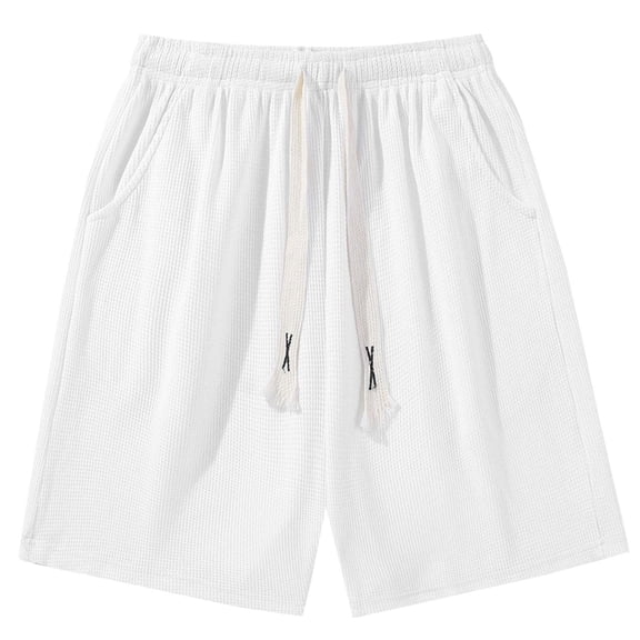 YLSDY Men's Corduroy Shorts Loose Casual Elastic High Waist Wide Drawstring Lightweight Comfy Summer Beach Shorts with Pockets White XXXXL