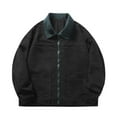 thumbnail image 1 of YLSDY Men's Corduroy Trucker Jacket Stand Collar Long Sleeve Zip Up Pockets Oversized Vintage Coats Black XL, 1 of 8