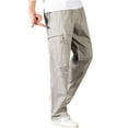 thumbnail image 1 of YLSDY Men's Cotton Cargo Pants Fashion Solid Color Plus Size Multi-Pockets Loose Comfy Elastic Waist Sweatpant Trousers Gray XL, 1 of 6