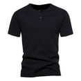 thumbnail image 1 of YLSDY Men's Cotton Short & Long Sleeve Henley T-Shirt Performance Activewear Available in Big & Tall Sports Shirts Black XL, 1 of 4