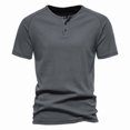 thumbnail image 1 of YLSDY Men's Cotton Short & Long Sleeve Henley T-Shirt Performance Activewear Available in Big & Tall Sports Shirts Dark Gray L, 1 of 4