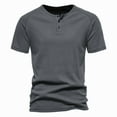 thumbnail image 1 of YLSDY Men's Cotton Short & Long Sleeve Henley T-Shirt Performance Activewear Available in Big & Tall Sports Shirts Dark Gray XL, 1 of 4