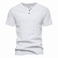thumbnail image 1 of YLSDY Men's Cotton Short & Long Sleeve Henley T-Shirt Performance Activewear Available in Big & Tall Sports Shirts White XXL, 1 of 7
