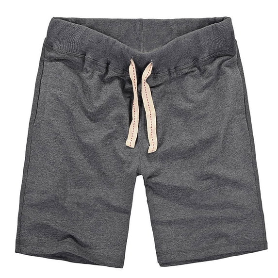 YLSDY Men's Cotton Shorts Solid Color Middle Pants Summer Beach Elastic Waist Shorts Trunks with Drawstring Oversized Lightweight Lounge Drawstring Shorts Dark Gray M