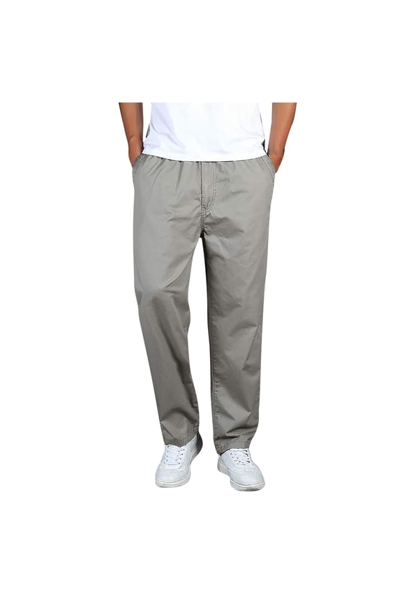 Men's Cotton Sweatpants Open Bottom Athletic Pants Running Training Jogging Gym Workout Trousers with Pockets Khaki M