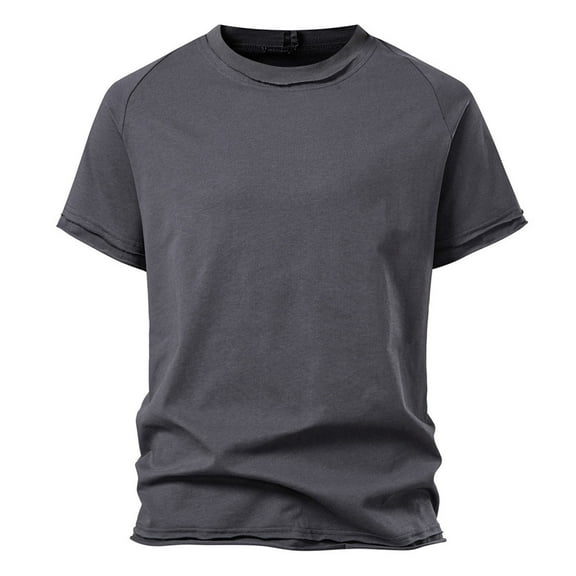 YLSDY Men's Cotton T-Shirts Couple Multi-Color Round Neck Bottoming Short-Sleeved Tee Athletic Running T Shirts Dark Gray L
