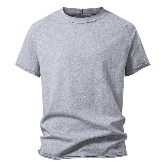 YLSDY Men's Cotton T-Shirts Couple Multi-Color Round Neck Bottoming Short-Sleeved Tee Athletic Running T Shirts Gray M