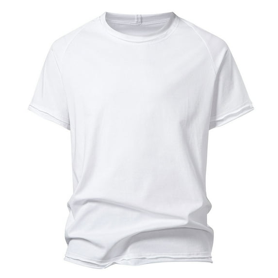 YLSDY Men's Cotton T-Shirts Couple Multi-Color Round Neck Bottoming Short-Sleeved Tee Athletic Running T Shirts White S