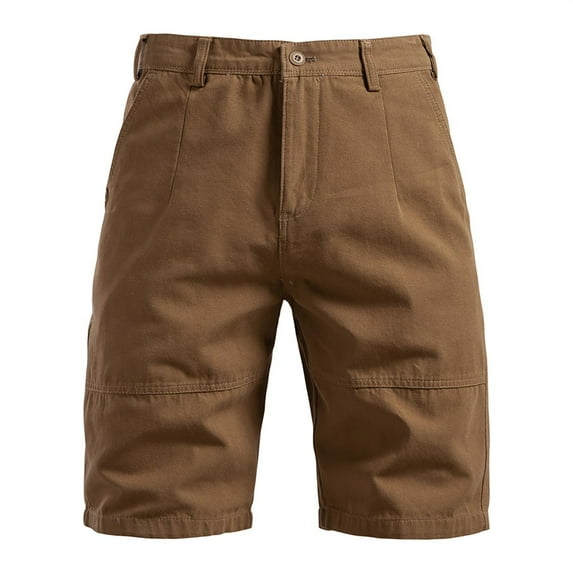YLSDY Men's Cotton Twill Straight Leg Cargo Shorts Lightweight Stretch Elastic Waist Tactical Quick Dry Casual Work Coffee S
