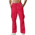 thumbnail image 1 of YLSDY Men's Cotton Yoga Sweatpants Athletic Pants Open Bottom Exercise Lounge Pants Loose Male Sweat Pants with Pockets Hot Pink XL, 1 of 9