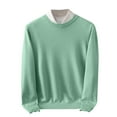 thumbnail image 1 of YLSDY Men's Crewneck Sweater Casual Soft Knitted Long Sleeve Pullover Sweater Slim Fit Classic Sweater with Ribbing Edge Green XXL, 1 of 5