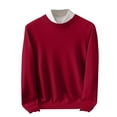 thumbnail image 1 of YLSDY Men's Crewneck Sweater Casual Soft Knitted Long Sleeve Pullover Sweater Slim Fit Classic Sweater with Ribbing Edge Wine XL, 1 of 6
