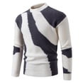 thumbnail image 1 of YLSDY Men's Crewneck Sweater Men's Mock Neck Sweater Color Block Casual Knitted Bottom Top Men's Crewneck Sweater Gray L, 1 of 3