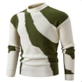 thumbnail image 1 of YLSDY Men's Crewneck Sweater Men's Mock Neck Sweater Color Block Casual Knitted Bottom Top Men's Crewneck Sweater Green XL, 1 of 3