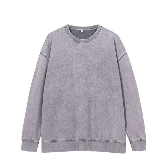 YLSDY Men's Crewneck Sweatshirt Long Sleeve Oversized Sweater Vintage Tops T-Shirt Loose Fit Gray M