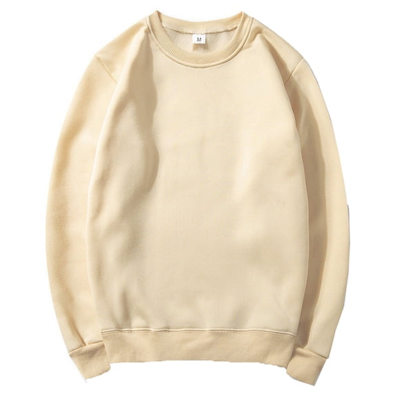 YLSDY Men's Crewneck Sweatshirt Long Sleeve Solid Color Pullover Tops Comfortable Soft Fleece Winter Warm Sweatshirts Khaki M