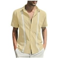 thumbnail image 1 of YLSDY Men's Cuban Guayabera Shirt Short Sleeve Button Down Shirts Casual Summer Beach Shirts Vacation Cuban Guayabera Shirt Khaki XL, 1 of 7
