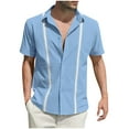 thumbnail image 1 of YLSDY Men's Cuban Guayabera Shirt Short Sleeve Button Down Shirts Casual Summer Beach Shirts Vacation Cuban Guayabera Shirt Light Blue XXL, 1 of 7