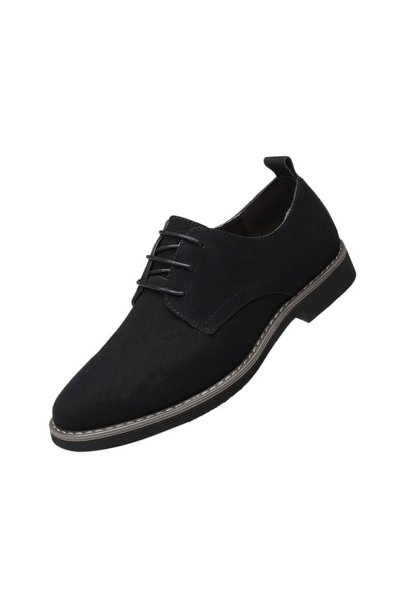Men's Derby Shoes Cap Toe Oxford Shoes Lace-Up Oxfords Suede Formal Shoes Business Party Shoes Black 8.5