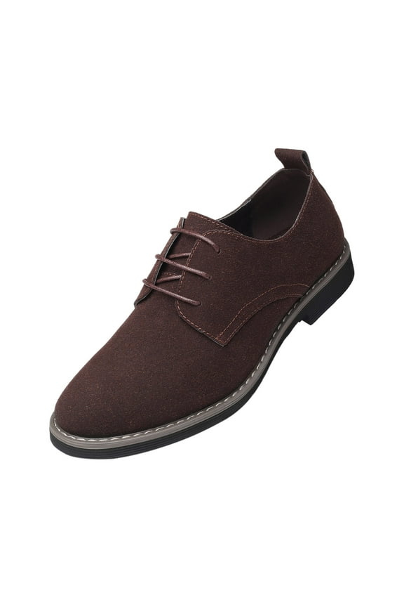 Men's Derby Shoes Cap Toe Oxford Shoes Lace-Up Oxfords Suede Formal Shoes Business Party Shoes Brown 10.5