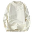 thumbnail image 1 of YLSDY Men's Distressed Knit Sweater Long Sleeve Pullover Loose Fit Soft Comfy Turtleneck Sweater Top White M, 1 of 3