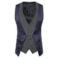 thumbnail image 1 of YLSDY Men's Double Breasted Suit Vest Slim Fit Casual Business Waistcoat V-Neck Herringbone Vest Steampunk Gothic Victorian Wedding Party with Welt Pockets Navy M, 1 of 4