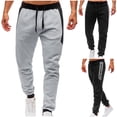 thumbnail image 1 of YLSDY Men's Drawstring Joggers Sweatpants with Side Stripe Pockets Tapered Streetwear Sport Long Pants with Ankle Cuffs Athletic Running Fitness Pants Gray M, 1 of 7