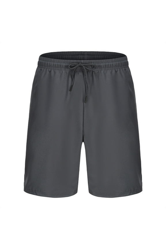 Men's Drawstring Shorts Summer Beach Big and Tall Quick Dry Swim Basketball Running Shorts with Zipper Pockets Gray M