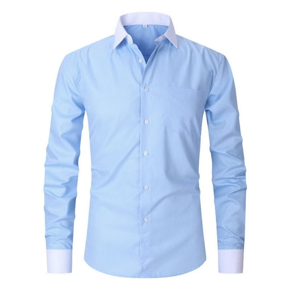 YLSDY Men's Dress Shirts Long Sleeve Summer Button Down Shirts Loose Fit Comfy Casual Tees Lightweight Stylish Tops 2025 Light Blue XXL