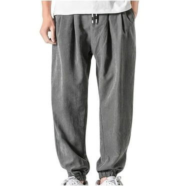 YLSDY Men's Elastic Cuffs Pants Retro Plain Casual Comfy Pants Relaxed Fit Solid Color Pockets Trousers Plus Size Joggers Yoga Trousers Gray XXXXXL