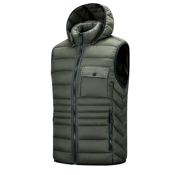 YLSDY Men's Fashion Hooded Puffer Vest Winter Warm Sleeveless Jacket Lightweight Outwear Black M