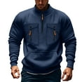 thumbnail image 1 of YLSDY Men's Fashion Hoodies & Sweatshirts Quarter-Zip Mockneck Sweatshirt Causal Long Sleeve Tactical Cargo Pullover Navy XL, 1 of 2