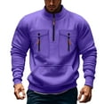 thumbnail image 1 of YLSDY Men's Fashion Hoodies & Sweatshirts Quarter-Zip Mockneck Sweatshirt Causal Long Sleeve Tactical Cargo Pullover Purple XL, 1 of 2