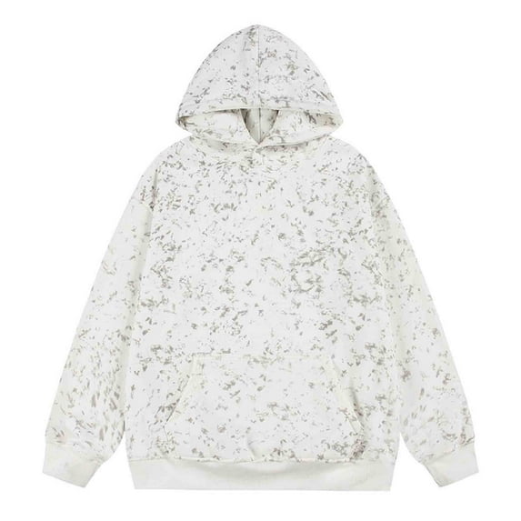 YLSDY Men's Fashion Tie Dye Hoodies Oversized Hooded Sweatshirts 2025 Fall Trendy Streetwears Loose Sports Tops White XXL