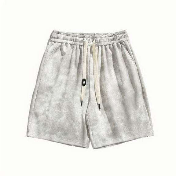 YLSDY Men's Fashion Tie Dye Shorts with Pockets Drawstring Short Elastic Waist Casual Outdoor Summer Basic Shorts White L