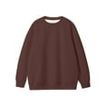 thumbnail image 1 of YLSDY Men's Fleece Crewneck Sweatshirt Long Sleeve Solid Color Winter Warm Thick Loose fit Soft Basic Pullover Sweatshirt Coffee XL, 1 of 2