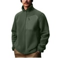 thumbnail image 1 of YLSDY Men's Fleece Full Zip Up Sweatshirt Windproof Soft Shell Camo Hunting Jacket Heavy Mock Neck Jackets with Zip Pocket Green XXXXXL, 1 of 9