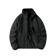 YLSDY Men's Fleece Jacket Winter Warm Thickened Fleece Lined Full Zip Outerwear Coat Black XL