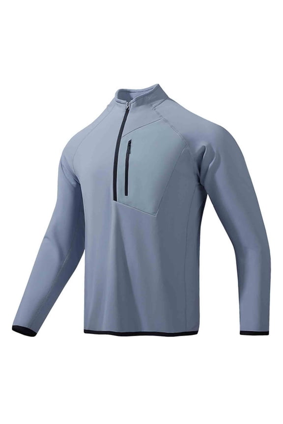 Men's Fleece Jacket Zip Up Long Sleeve Winter Coat Lightweight Comfy Casual Jackets Outdoor Hiking with Pocket Blue M