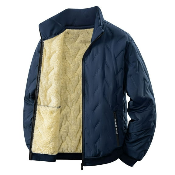 YLSDY Men's Fleece Zip Up Jacket Heavyweight Thermal Warm Coat Outerwear Fashion Workout Winter Tops with Pockets Blue XXL