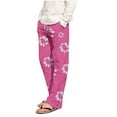 thumbnail image 1 of YLSDY Men's Floral Print Pants Comfortable Loose Fit Lightweight Breathable Trousers for Summer Spring Pink XL, 1 of 4