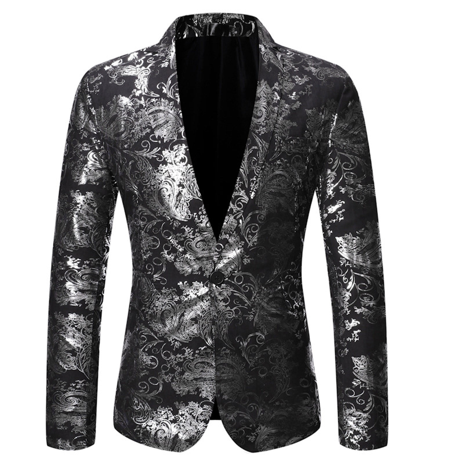 Male Suit Blazer Print Party Wedding Festival Stylish For Men Stage Costumes Slim Fit Jacket